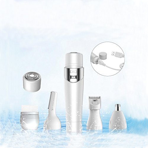 Eléctrica ndepiladora p04276108 - 5 En 1 Beauty dispositivo, cara afeitadora/Cuerpo afeitadora (avergüenza Cabello/pelo axilas)/Cejas formung/nariz recortador/limpieza facial, USB recargable vianber