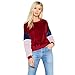 Produktbild Hffan Damen Kaschmir-Ärmel Patchwork T-Shirt Lose Beiläufig Bluse Frauen Oberteile O-Ausschnitt Blumen Bluse Locker Basic Casual T-Shirt Chic Tops Mode Hemden Sweatshirt Kapuzenpullover (Weinrot, L)