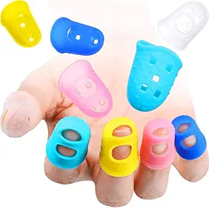 BEE Guitar Silicone Finger Protector Color Fingertip Protection Covers Caps for Stringed Instruments, Sewing and Embroidery (Random Color) 10 PCS