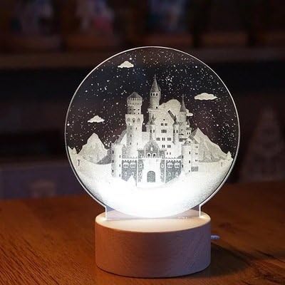 Osraed The Small Universe 3D Moon Lamp Led Lamp Saturn Moon Lights The Little Prince Nightlight Christmas Music Box,Castle (Remote Control Switch)