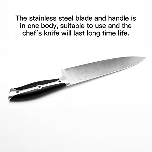 Denkich Kochmesser, 34cm Küchenmesser mit Griff aus Edelstahl,schwarz - 2