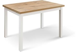 PAZZO DESIGN Tavolo Allungabile Guido, Rovere Rustico, Gambe Bianche, Tavolo Cucina, Tavolo Soggiorno, Made in Italy, 140x80x76,5 cm - id_2138