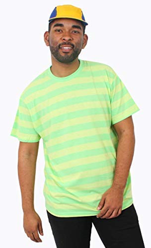 ILOVEFANCYDRESS Disfraz DE PRINCEPE DE BEL Air Conjunto con Camiseta Rayada Verde Y Amarilla Sombrero Azul Y Amarillo (XL)