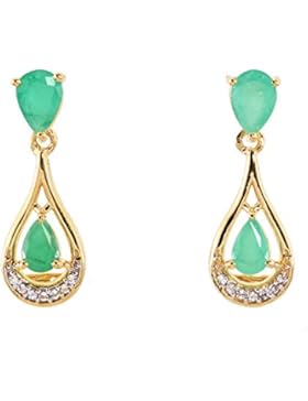 Harry Ivens Damen-Ohrstecker Ohrhänger Sterling-Silber 925 vergoldet Smaragd Weißtopas