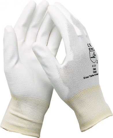 Montagehandschuhe Arbeitshandschuhe Elektriker Mechaniker Handschuhe Nylon mit PU Weiß Größe 9 / 1 Paar