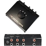Audio AUX RCA Umschaltbox Schalter Controller Switch Splitter / 1 3,5mm Klinke IN / 3 L-R Cinch IN 1 Cinch OUT / Schwarz