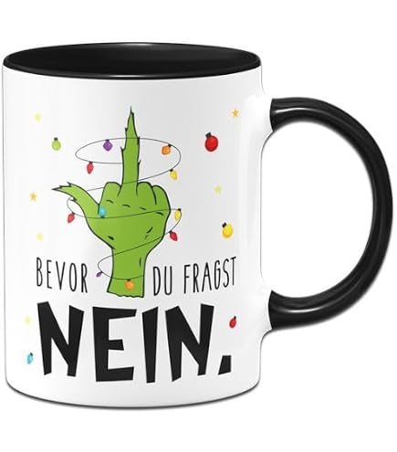 Grinch Weihnachtstasse 'All I Want For Christmas Is Ruhe!' – 330 Ml, Beidseitig Bedruckt, Spülmaschinenfest