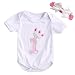Baby Girls Birthday Outfit Cotton Bodysuit Bubble Skirt Headband 3pcs Infant Clothing Set (9-12M)