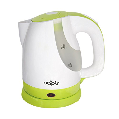 SAPIR SP-1230-CY Elektrischer schnurloser Reise-Wasserkocher, 900 ml, 1300 W, weiß / grün