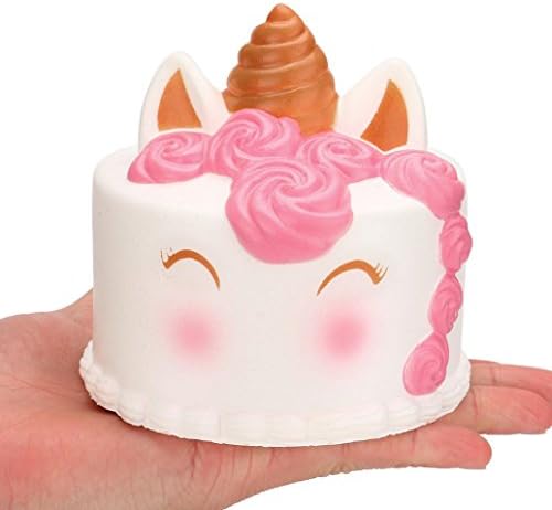 11cm Unicorn Cake Squeeze Toys,Yanner Kawaii Jumbo Kawaii Cartoon Cake Squishy Slow Rising Cream Scented Stress Reliever Toy Stress Relief Toys Valentine'S Day Gift (11x10.5cm, Pink)