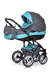 Gesamthöhe des Kinderwagens bis Griffhöhe: 112 cm Größe insgesamt 101 x 60 x 112 cm variable Höhe des Schiebegriffs (vom Boden): 77-120 cm Gewicht des Kinderwagens inkl. Räder und Tragetasche: 15,4 kg Gewicht ohne Tragetasche: 10,2 kg Gewicht Gestell: 5,6 kg Stabile Kunststoffwanne mit komfortabler Matratze und Seitenschutz Zusammengeklappt mit Räder 89 x 60 x 39 cm Raddurchmesser (hinten/vorne): 24/29 cm Farbe Gestell: Schwarz