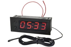 FBBULES 0.39” 3 en 1 LED Thermomètre Voltmètre DC 5-50V Auto Température L'horloge LED Affichage Numérique Voltomètre Affichage pour SUV, Moto, Bateau