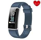 alwaiiz Fitness Tracker,Wasserdicht Fitness Armband Farbbildschirm Aktivitätstracker mit Pulsmesser Schrittzähler Schlaf-Monitor Fitness Uhr Sportuhr für Damen Herren Kinder(blaugrau)