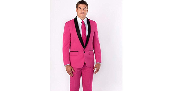 GFRBJK Smoking Groomsmen fucsia nero in raso con risvolto 2 pezzi abiti da  sera da uomo Prom (giacca + pantaloni) giacca, come immagine, M :  Amazon.it: Abbigliamento