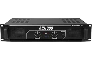 Skytec SPL-300 2-Channel Power Amplifier – Stereo Class D Amplifier 300W for Home Audio, HiFi Speaker Systems, Rack Mount PA & DJ Setups with RCA Input