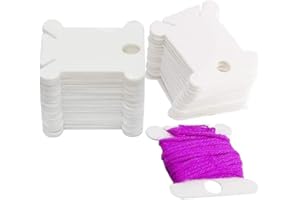 BANSHAN 200pcs Plastic Floss Bobbins,Plastic Floss Bobbins Thread Card,Embroidery Thread Bobbins,Floss Bobbins Organiser,Thread Cards with Floss Winder for Cross Stitch Weaving DIY Crafts Sewing Storage