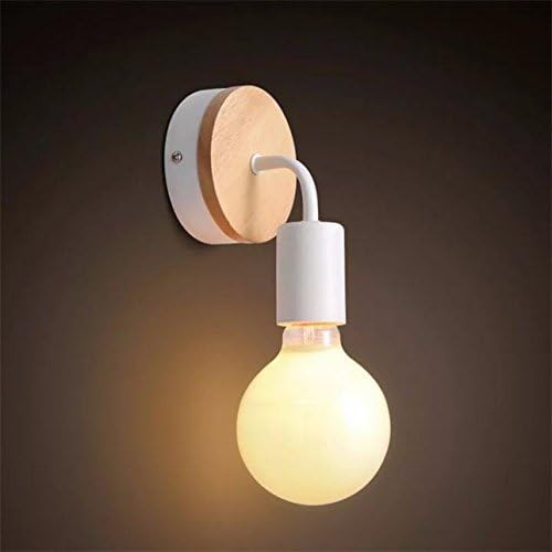 YUENSLIGHTING Oak Wooden Decor White Wall Light Up/Down Indoor Decorative Lamp Uplighter Downlighter,Rustic Country Vintage Loft Bedside Wall Sconce Fixture Fitting Retro Edison Lamps E27 No Bulb