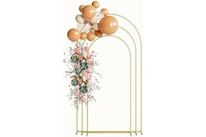 HEYZOEY Lot de 3 Arches à Ballons Dorées en Métal – 220 cm, 200 cm, 180 cm – Déco Mariage, Anniversaire, Baby Shower