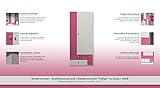 Kinderzimmer – Drehtürenschrank / Kleiderschrank „Felipe“ 01, Rosa / Weiß – Abmessungen: 80 x 190 x 50 cm (B x H x T) - 2