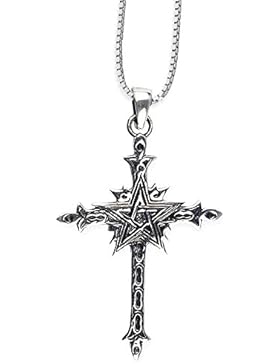 Anhänger heiliges Pentagramm Kreuz 925er Silber Schmuck Pentagrammanhänger – Schutz – mit Kette Halskette Silberkette...