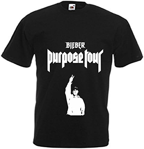 Cover N Fashion Men's Round Neck Half Sleeve Justin Bieber Fan Art Cotton Printed T-Shirt Black