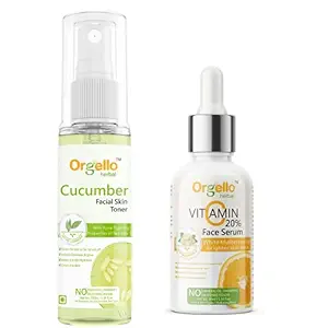 Cucumber Toner Mist Spray 100 ml + Vitamin C Serum 20% 30 ml for men women boys girls for normal oily dry skin Pack of 2.