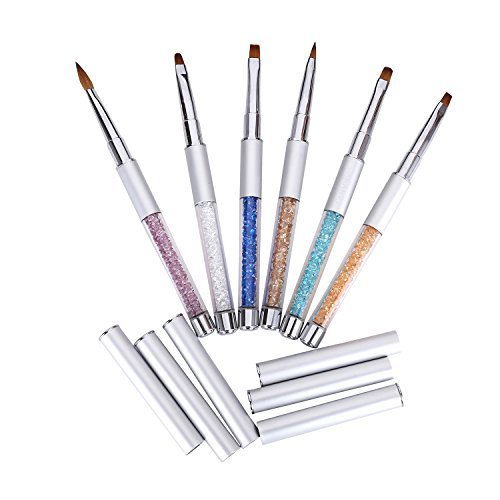 MAKARTT®6PCS Sable Acrylic Gel Brush Pen Set with Roll Up Bag