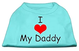 Mirage Pet Products 8-inch I Love My Daddy Screen Print Shirts for Pets, X-Small, Aqua