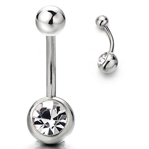 COOLSTEELANDBEYOND Acero Quirúrgico Joyas para el Cuerpo Piercing Ombligo Vientre Botón Anillo Barbells con Circonio Cúbico