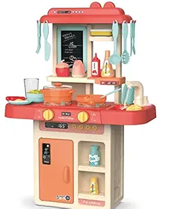 OBLETTER Kids 36 Pcs Kitchen Playset, with Realistic Lights & Sounds, Play Sink Suitcase Shape Kitchen Accessories Set for 4 Year Old Girls (Kitchen Set 36 Pcs New)