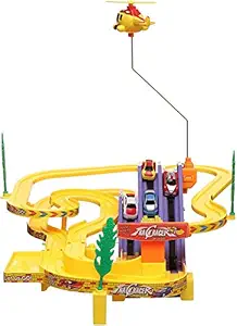 Sshakuntlay Kids Track Racer Racing Car Set with Helicopter, Battery Operated Musical Game (Multicolour)