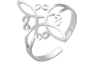 UNIFT Bague nœud de sorcière pour femme en acier inoxydable style géométrique élégant chic irlandais nœud celtique bague réglable sorcellerie amulette bijoux