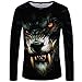 Produktbild Luckycat Herren 3D Drucken Langarmshirt Pullover Stripe Langarm Shirt Henley-Kragen Sweatshirt für Männer Oversize Herren Longsleeve Basic Sweatshirt Crew Neck Basic Shirt