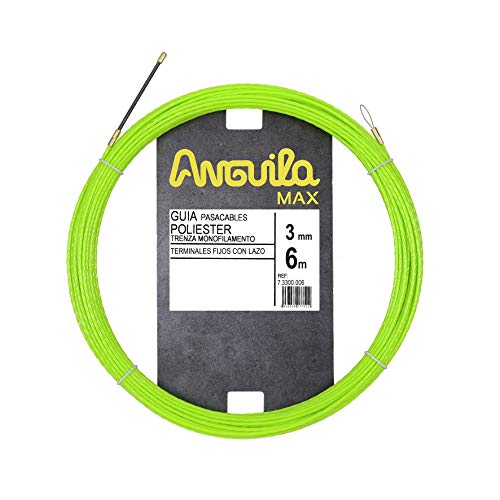 Anguila Max 7.3300.006 - Guida passacavi in poliestere intrecciato, monofilo Ø 3 mm, 6 metri e terminali fissi con nastro, verde