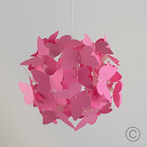 MiniSun – Moderner und rosa Lampenschirm für Kinderzimmer mit Schmetterlingenmotiv – für Hänge- und Pendelleuchte - 2