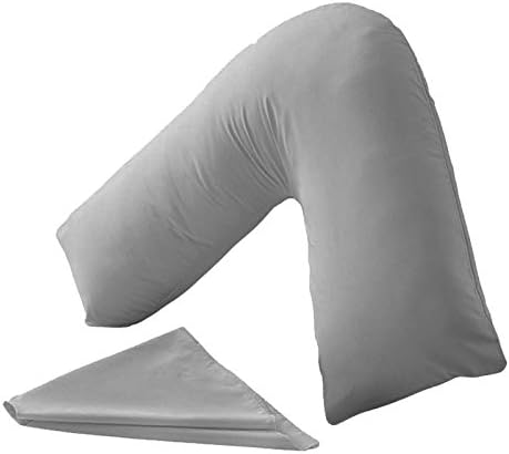 GB Textiles V Shaped Pillow With Grey V Pillowcase Cover Orthopedic Nursing Pregnancy Back Support Pillow
