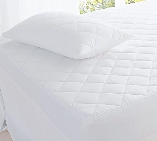 Luxury Quilted Mattress Protector All UK Sizes Single,Double,King,SuperKing, 4Ft, Bunk Bed, Cot Bed, (White, Double)