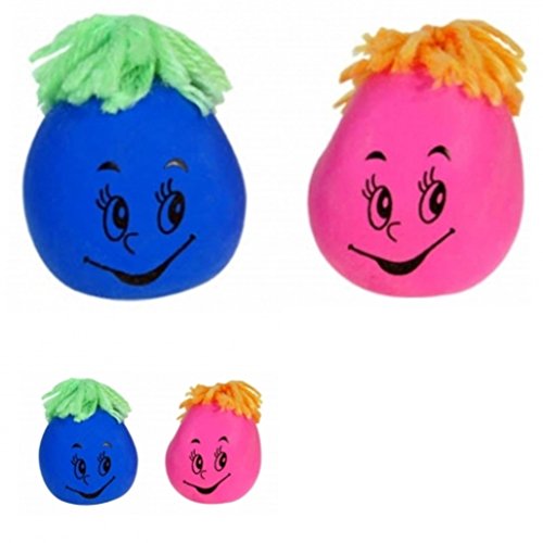 10 x Knautschgesicht 5cm, mit Wollhaaren, Stressball, Knautschball
