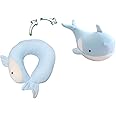 TERRIFI U-Shaped Elasticity Travel Pillow, Soft and Adorable Bluewhale Travel Pillow, Convenient & Portable U Shaped Neck Pillows, Suitable for Home, Office, Car, Travelling (Blue)