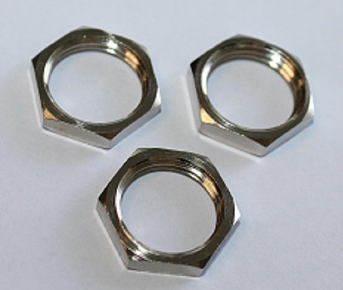 Gegenmutter, Sechskantmutter, Kontermutter 1/4 Zoll IG Messing vernickelt