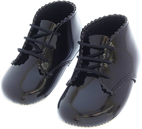 B620 BABY GIRL & BOY FIRST PRAM SHOES Soft Sole Boot | Age 6-12 Months Size 2 | Black Patent