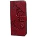 Produktbild Mlorras Hülle für Huawei P Smart 2019 / Huwei Honor 10 Lite, Geprägter Schmetterling Leder Handyhülle Klappbares Brieftasche Schutzhülle Wallet Case Cover mit Integrierten Kartensteckplätzen Groß Rot