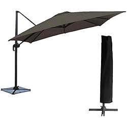 Happy Garden Pack Parasol déporté carré 3x3m inclinable Gris + bâche