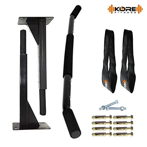 Kore K-WM-CHINUP-BAR-SR-ABS Wall Mount Pull-Up Bar and Ab Strap Combo Maximum Load 120 KG (Top Rod length 38 Inch) - Image 5