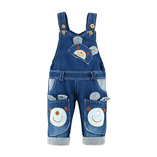 Happy Cherry Baby Boy Girl Bib Pants Dungarees Jeans Bear Animal Overalls Jumpsuit Jean Body Quality Clothing Children Washed Breeches Blue Toddler 6-12 Months