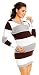 Zeta Ville Women's - Maternity Stripes Knit Jumper Dress Tunic Top V-Neck - 405c (Brown, ONE SIZE UK 8/10/12)