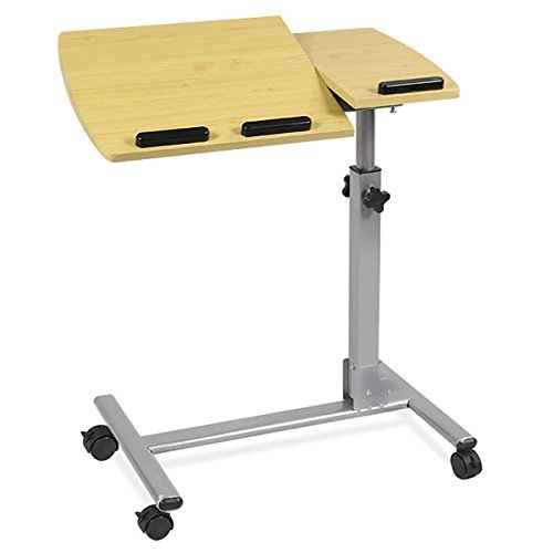 Yahee365 Pflegetisch Laptoptisch Betttisch Beistelltisch auf Rollen verstellbar in Höhe + Neigung (Beige)