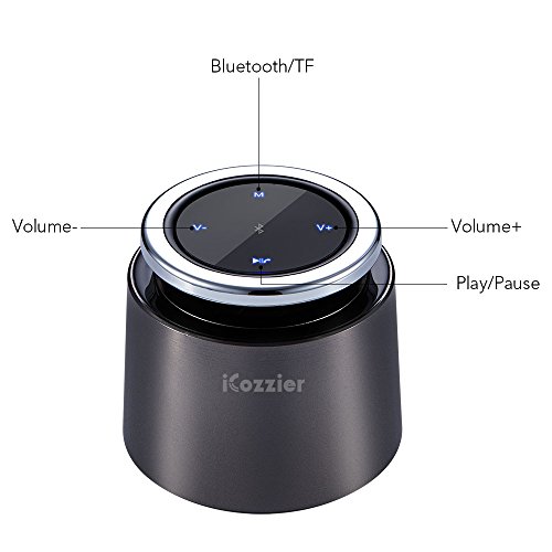 iCozzier Altoparlanti Bluetooth 4.0 super portatile, Alta FedeltÃ  Senza fili Altoparlanti con Controlli Touch Molto Sensibili e Microfono Interno, Chiamate in Viva Voce, Slot Schede TF - Nero Grigio