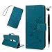 Produktbild XZ3 Handyhülle Sony Xperia XZ3 Hülle Case PU Leder Tasche Lotusblume Muster Flipcase Cover Silikon Schutzhülle Handytasche Ledertasche Skin Ständer Klapphülle Schale Bumper Magnetverschluss-Türkis