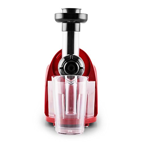 Klarstein Entsafter Saftpresse Slow Juicer (150W, 80 U/min, Auffangbehälter, Presswerk, Stopf-Stößel, Reinigungsbürste, große Einfüllöffnung) rot-schwarz - 4